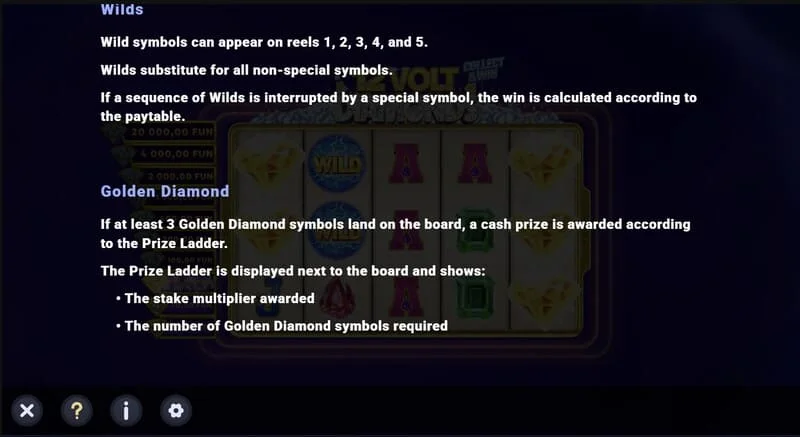 12 Volt Diamonds - ชุดสัญลักษณ์ Wild และสัญลักษณ์ที่จ่ายเงินรางวัลบนตาราง